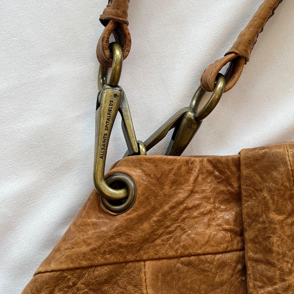 AllSaints Anatolian Washed Leather Hobo Shoulder Bag Brown Retail $298 - Picture 4 of 15